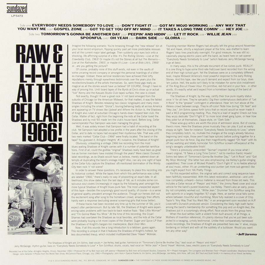 shadows of knight lp live 1966 back